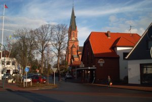 Der Markplatz/Ortskern von Burhave